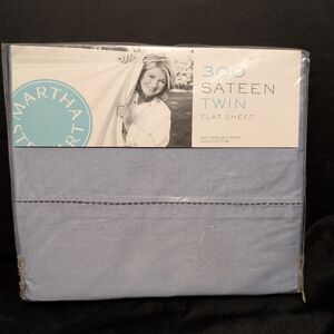 Martha Stewart Light Blue Sateen Twin Flat Sheet